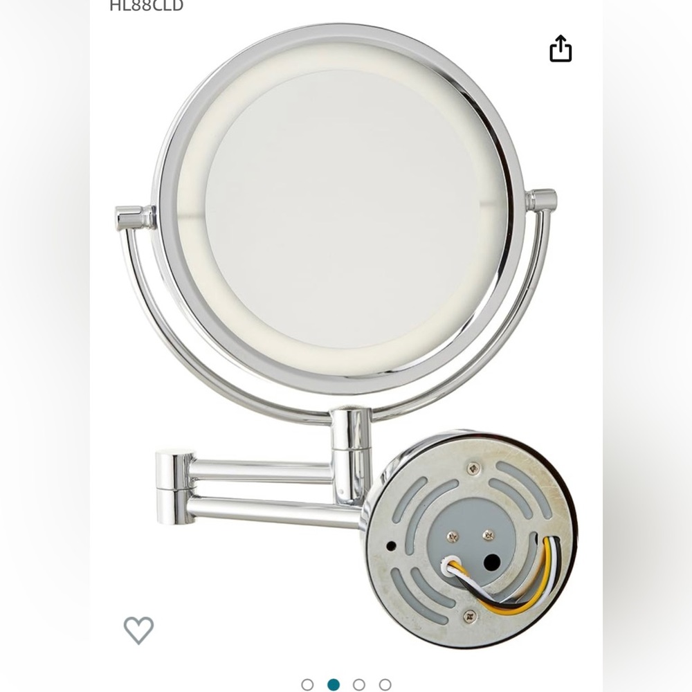 JERDON 8.5” Wall-Mount Lighted Makeup Mirror
